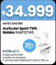 Noblex - Auricular Sport TWS 94AP21TWS