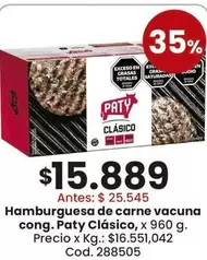 Paty - Hamburguesa de carne vacuna cong.