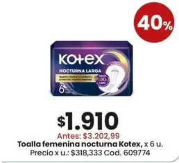 Kotex - Toalla femenina nocturna