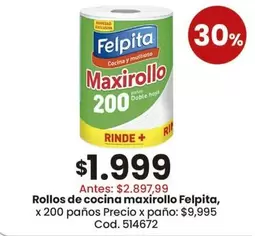 Felpita - Rollos de cocina maxitirollo x 200 paños