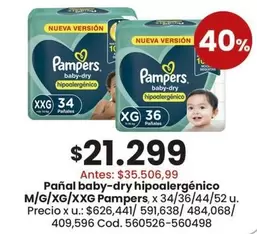 Pampers - Pañal baby-dry hipoalergénico M/G/XG/XXG