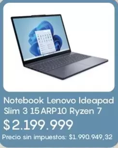 Lenovo - Notebook Slim 3 15 ARP10 Ryzen 7