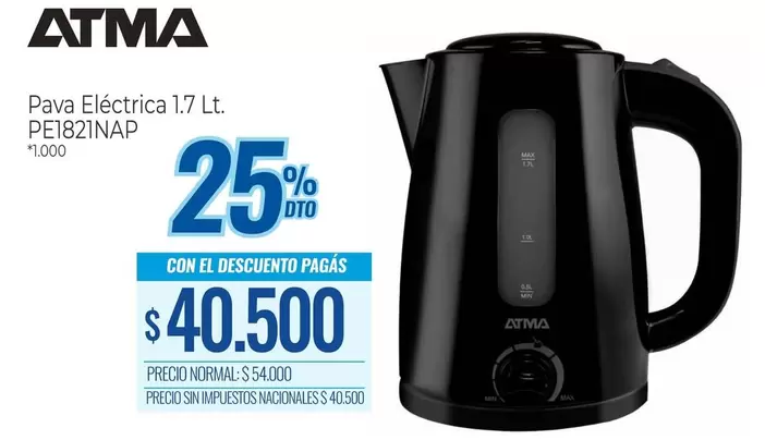 Atma - Pava Eléctrica 1.7 Lt. PE1821NAP