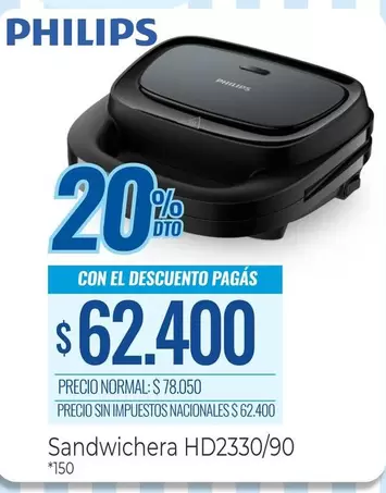Philips - Sandwichera HD2330/90
