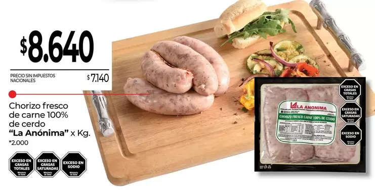La Anónima - Chorizo fresco de carne 100% de cerdo