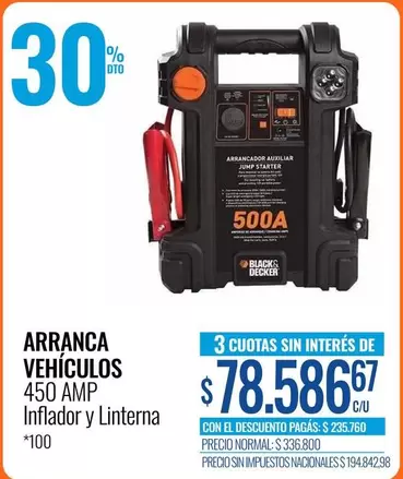 ARRANCA VEHÍCULOS 450 AMP Inflador y Linterna