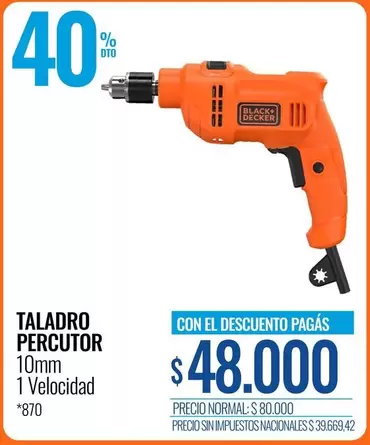 TALADRO PERCUTOR 10mm 1 Velocidad