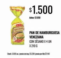 Veneziana - PAN DE HAMBURGUESA VENEZIANA CON SESAMO