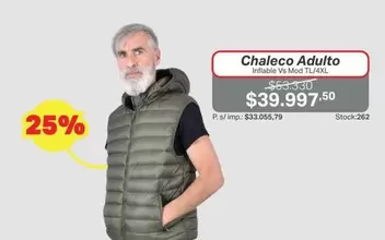 Chaleco Adulto Inflatable Vs Mod TL/4XL