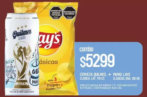 Quilmes - CERVEZA + PAPAS