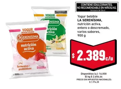 La Serenísima - Yogur bebible