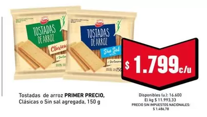 Primer Precio - Tostadas de arroz