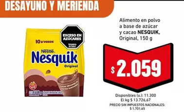Nesquik - Alimento en polvo a base de azúcar y cacao