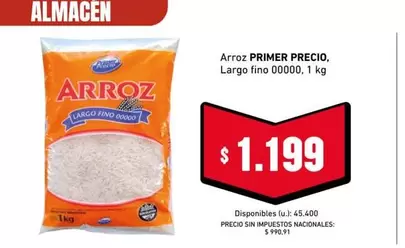 Primer - Arroz PRIMER PRECIO, Largo fino 00000