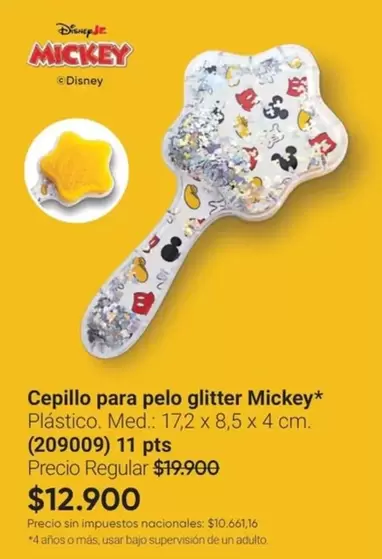 Disney - Cepillo para pelo glitter Mickey (209009)