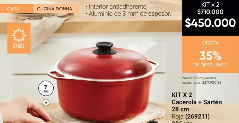 MM - Cacerola + Sartén 28 cm Roja (269211)