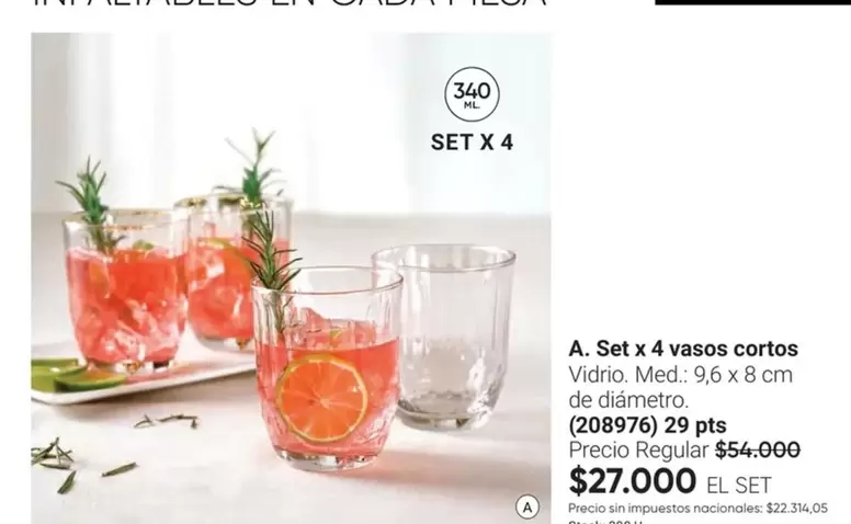 X$ - Set x 4 vasos cortos