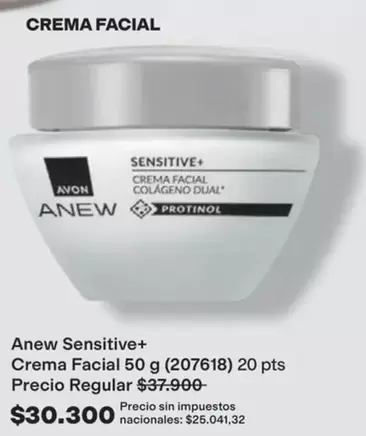 Avon - Anew Sensitive+ Crema Facial 50 g (207618)