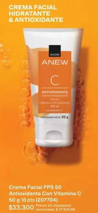 Anew - Crema Facial FPS 60 Antioxidante Con Vitamina C 50 g (207704)