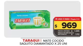 Taraguí - MATE COCIDO SAQUITO DIAMANTADO