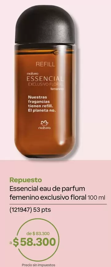 Natura - Repuesto Essencial eau de parfum femenino exclusivo floral 100 ml (121947)