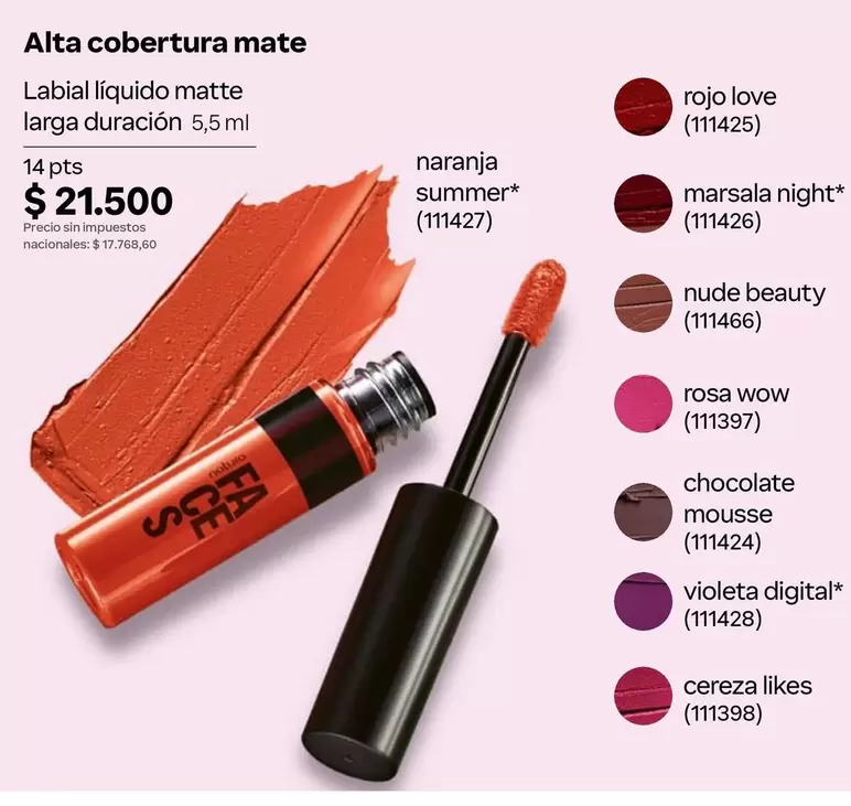 Rojo - Labial líquido mate larga duración