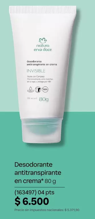 Natura - Desodorante antitranspirante en crema Invisible (163497)