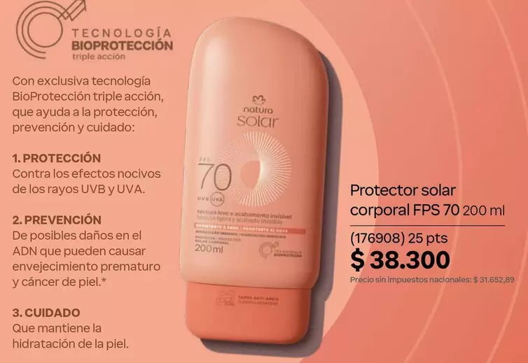 Natura - Protector solar corporal FPS 70