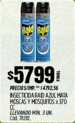 Raid - INSECTICIDA AZUL MATA MOSCAS Y MOSQUITOS X 370 CC