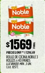 Noble - ROLLO DE COCINA NOBLE 3 ROLLOS x 40 PANOS