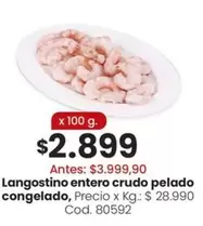 X$ - Langostino entero crudo pelado congelado
