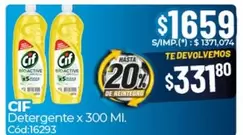 Cif - Detergente x 300 Ml. Cód:16293