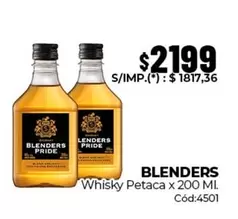 Blenders - Whisky Petaca x 200 ML. Cód:4501