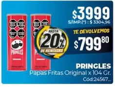 Pringles - Papas Fritas Original x 104 Gr. Cód:24567