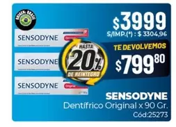 Sensodyne - Dentífrico Original x 90 Gr. Cód:25273