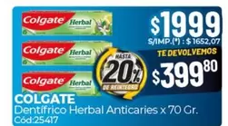 Colgate - Dentífrico Herbal Anticaries x 70 Gr. Cód:25417