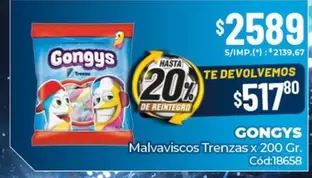 Gongys - Malvaviscos Trenzas x 200 Gr. Cód:18658