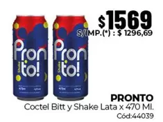 Pronto - Coctel Bitt y Shake Lata x 470 Ml. Cód:44039