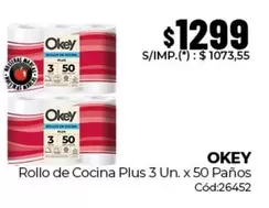 Okey - Rollo de Cocina Plus 3 Un. x 50 Paños Cód:26452