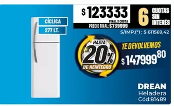 Drean - Heladera C
uevoCLICA 277 LT.