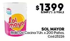 Sol Mayor - Rollo De Cocina 1 Un. x 200 Paños. Cód:23226