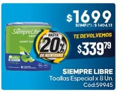 Siempre Libre - Toallas Especial x 8 Un. Cód:59945