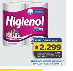 Higienol - Papel Higiénico D/Hoja Plus