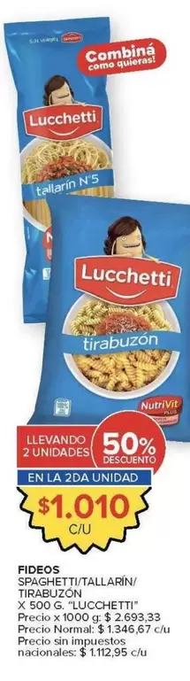 Lucchetti - Fideos Spaghetti/Tallarin Tirabuzon