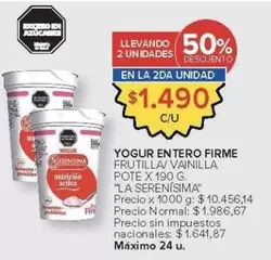 La Serenísima - YOGUR ENTERO FIRME FRUTILLA/VAINILLA
