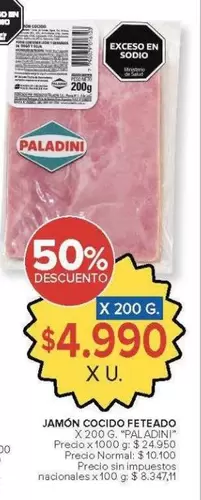 Paladini - JAMÓN COCIDO FETEADO