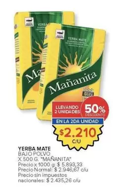 Mañanita - YERBA MATE BAJO POLVO
