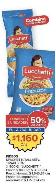 Lucchetti - Fideos Spaghetti/Tallarin/Tirabuzon