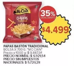 X$ - Papas Bastón Tradicional