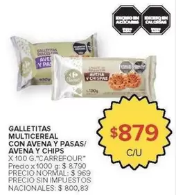 Carrefour - GALLETITAS MULTICEREAL CON AVENA Y PASAS/ AVENA Y CHIPS